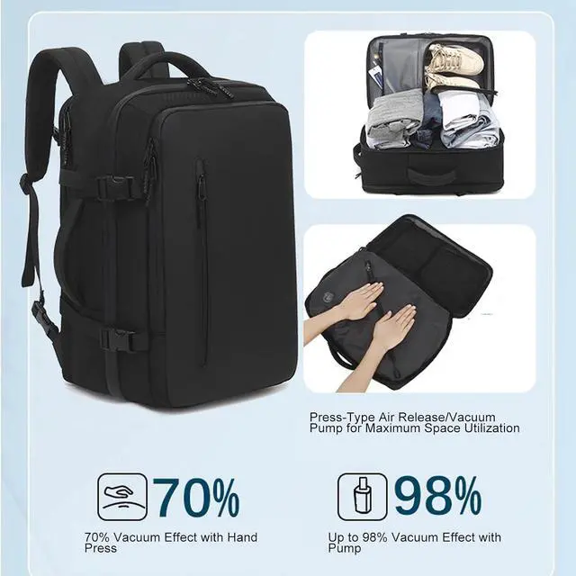 Alt view image 4 of 7 - Travel Vacuum Storage Backpack, Seal Compression Space Saver Bags Clothing Vacpack, 18.5x12.2x7.5 inches Travel Bag Carry on Personal item, for Laptop Work