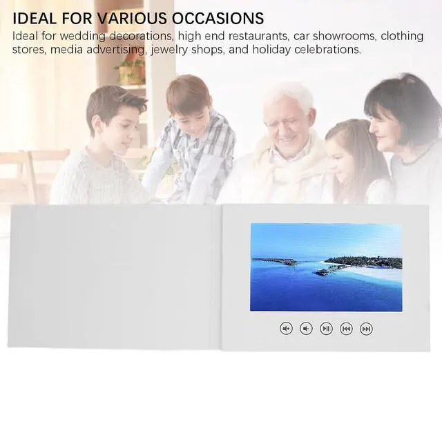 Alt view image 2 of 7 - Video Greeting Card with LCD Screen and Builtin Speaker - 720P HD Video Playback, 500mAh Battery, Customizable for Weddings, Birthdays, Anniversaries, and Special Events (7inch)