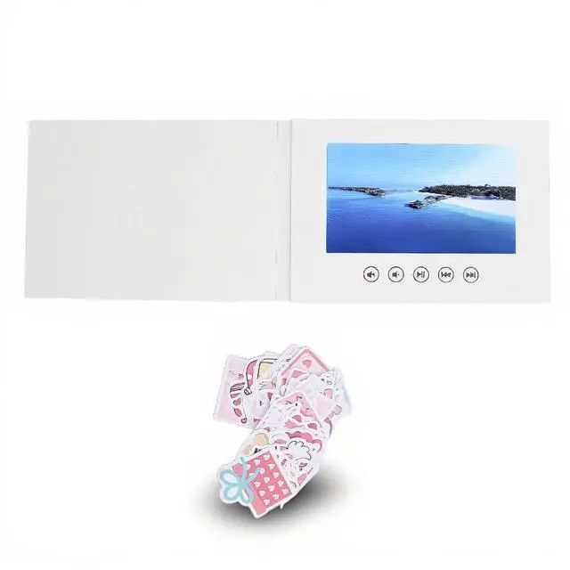 Main image of Video Greeting Card with LCD Screen and Builtin Speaker - 720P HD Video Playback, 500mAh Battery, Customizable for Weddings, Birthdays, Anniversaries, and Special Events (7inch)