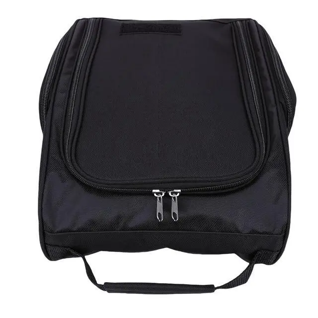 Alt view image 2 of 7 - Nylon Zippered Shoe Bag for Travel | Shoe Carrier With Side Pockets for Men Women Sport Shoes Socks Balls Black