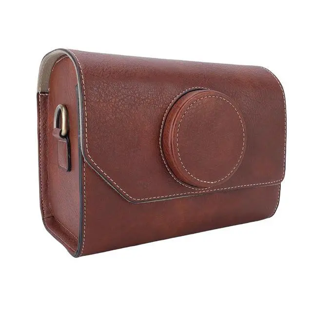 Alt view image 3 of 6 - Vintage Leather Camera Bag Women Stylish Crossbody Bag with Removable Dividers for Travel Photography Flattering Beach Vacations PU Leather Size 8.7 X 6.7 X 5.1in