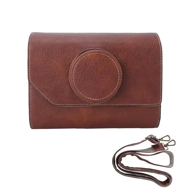 Alt view image 6 of 6 - Vintage Leather Camera Bag Women Stylish Crossbody Bag with Removable Dividers for Travel Photography Flattering Beach Vacations PU Leather Size 8.7 X 6.7 X 5.1in