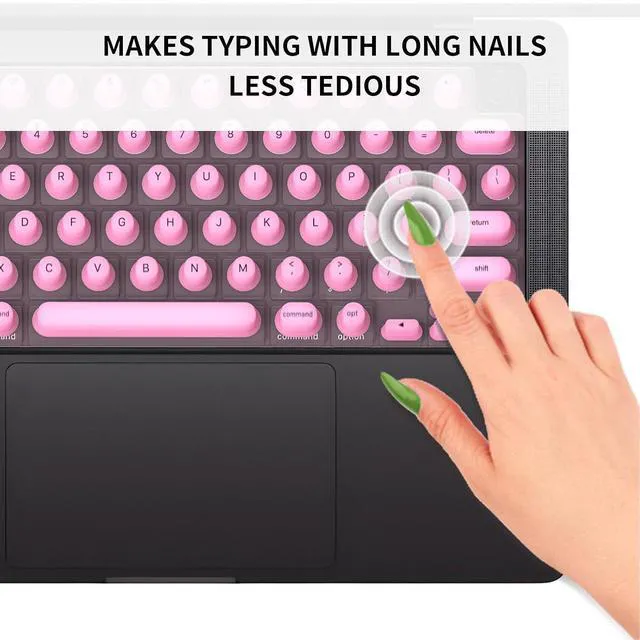 Alt view image 4 of 7 - Keyboard Cover for Long Nails, Silicone Raised Laptop Keyboard Covers for Long Nail, OS X Laptop, Comfortable Typing (Pink)