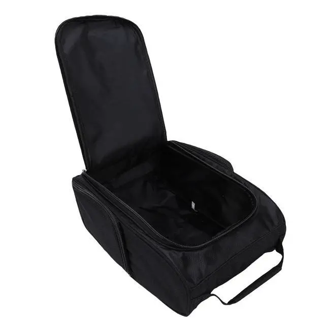 Alt view image 3 of 7 - Nylon Zippered Shoe Bag for Travel | Shoe Carrier With Side Pockets for Men Women Sport Shoes Socks Balls Black
