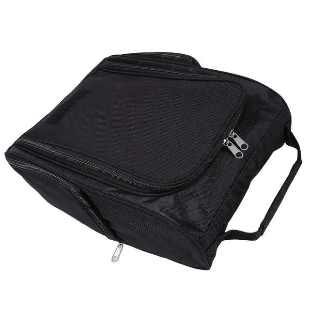 Alt view image 4 of 7 - Nylon Zippered Shoe Bag for Travel | Shoe Carrier With Side Pockets for Men Women Sport Shoes Socks Balls Black