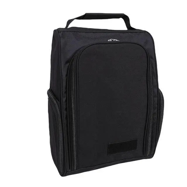 Alt view image 5 of 7 - Nylon Zippered Shoe Bag for Travel | Shoe Carrier With Side Pockets for Men Women Sport Shoes Socks Balls Black
