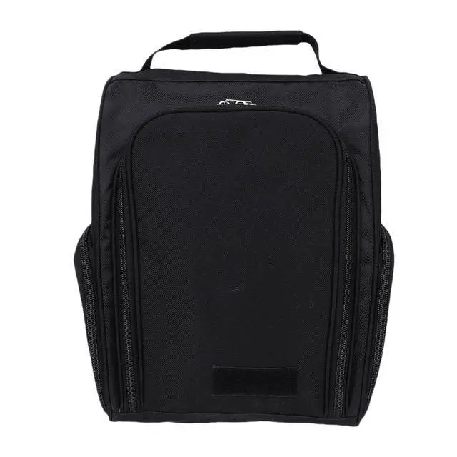 Alt view image 6 of 7 - Nylon Zippered Shoe Bag for Travel | Shoe Carrier With Side Pockets for Men Women Sport Shoes Socks Balls Black