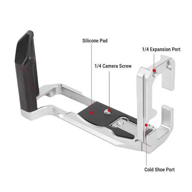 Alt view image 3 of 7 - X T5 Handgrip, L Shape Bracket Handle for X T5 Camera, Built in Arca Quick Release Plate (Silver)