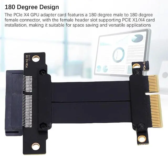 Alt view image 6 of 7 - PCIe 4.0 X4 Riser Cable, Lossless Graphics Card Extender for GPU M.2 WiFi Live Wire, USB Diskless Boot Acquisition Cards, Plug and Play for PC Case, AI Application, Server (5cm)