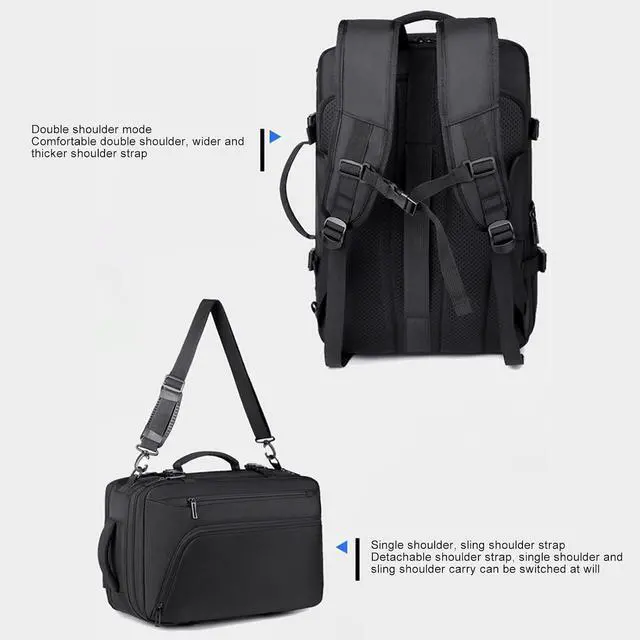 Alt view image 6 of 7 - Vacuum Travel Backpack with Pump, 12.6x18.1x6.3in, 36-55L Expandable Air Compression System, Laptop proof Water Work backpack, Casual Daypack.