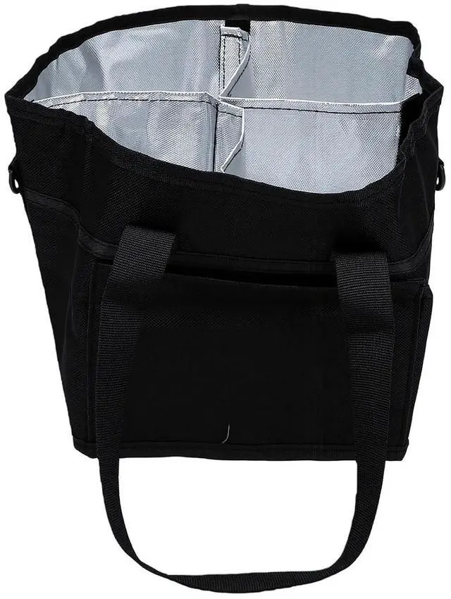 Alt view image 2 of 7 - Large Capacity Drink Tote Bag | 4 Cup Carrier with Removable Dividers for Travel Hiking Picnic (Black)