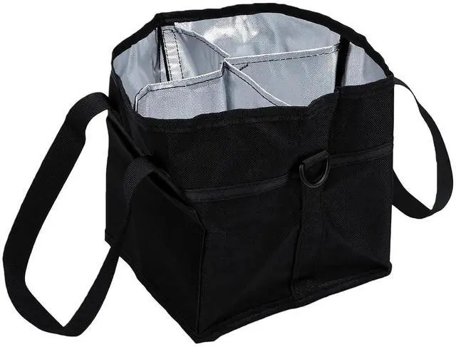 Alt view image 4 of 7 - Large Capacity Drink Tote Bag | 4 Cup Carrier with Removable Dividers for Travel Hiking Picnic (Black)