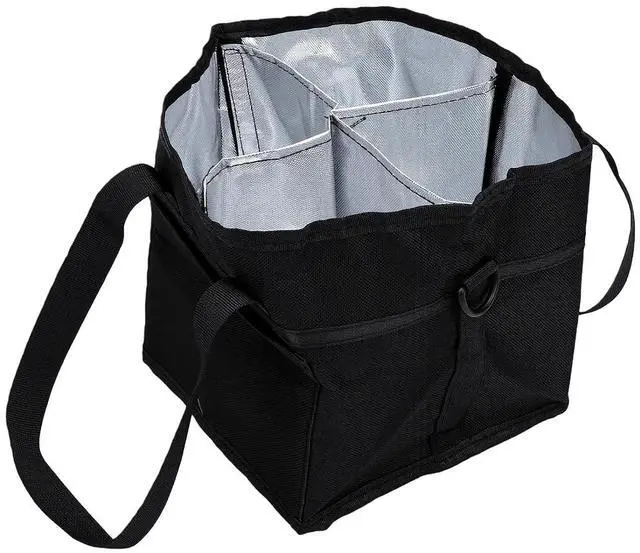 Alt view image 5 of 7 - Large Capacity Drink Tote Bag | 4 Cup Carrier with Removable Dividers for Travel Hiking Picnic (Black)