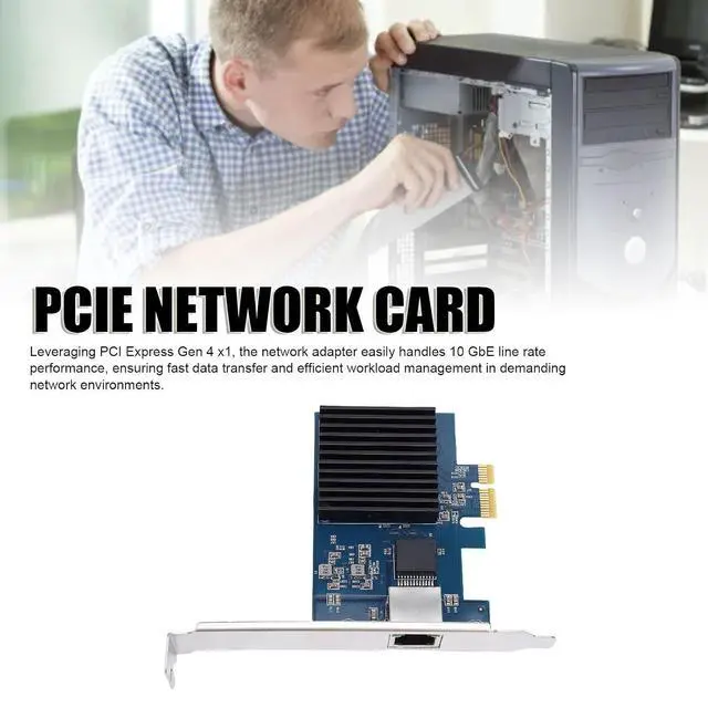 Alt view image 2 of 7 - 10G PCIe Network Card, RJ45 Port RTL8127 PCI Express Gen 4 X1 to 10 Gigabit, PCIE Network Adapter, Network Card, Ethernet Card for Linux