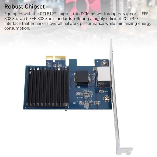 Alt view image 5 of 7 - 10G PCIe Network Card, RJ45 Port RTL8127 PCI Express Gen 4 X1 to 10 Gigabit, PCIE Network Adapter, Network Card, Ethernet Card for Linux