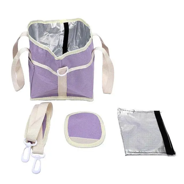 Alt view image 6 of 7 - Large Capacity Drink Tote Bag | 4 Cup Carrier with Removable Dividers for Travel Hiking Picnic (Light Purple)