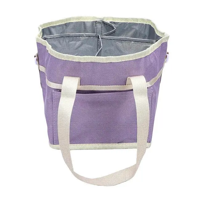 Alt view image 5 of 7 - Large Capacity Drink Tote Bag | 4 Cup Carrier with Removable Dividers for Travel Hiking Picnic (Light Purple)