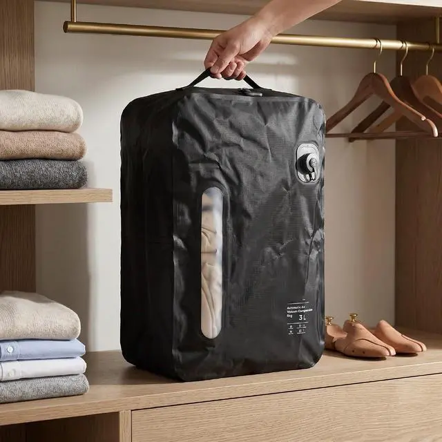 Alt view image 2 of 7 - 35L Travel Vacuum Bag | Reusable Compression Storage for Suitcase Luggage, Clothing Packing for Carry On (Black)
