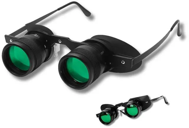 Main image of 10X Binocular Glasses, Professional Wearable Fishing Binoculars HD Lens, 360° Light Obstruction, Portable Folding Eyeglasses for Concerts Theater Opera Bird Watching