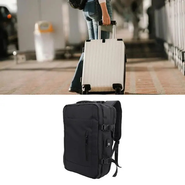 Alt view image 6 of 7 - 40L Travel Backpack Carry On Laptop Backpack for Women Men, Large Weekender Bag with 180 Opening, Personal Item, College Work Hiking Daypack (Black)