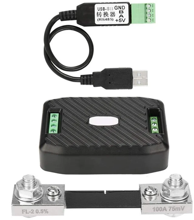 Main image of RS485 ModbusRTU DC Power Meter | Precision Machined DC Energy Monitor Module for Voltage Current Consumption with 50A 100A 200A 300A Shunt (PZEM-017+100A+USB)