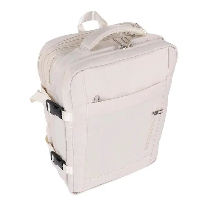 Alt view image 7 of 7 - 40L Travel Backpack Carry On Laptop Backpack for Women Men, Large Weekender Bag with 180 Opening, Personal Item, College Work Hiking Daypack (Beige)