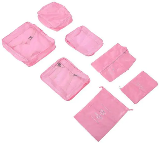 Main image of Travel Packing Cubes Set | 7-Piece with Shoe Bag for Luggage & Suitcase (Pink)