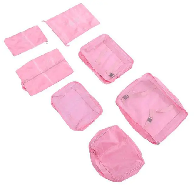 Alt view image 2 of 7 - Travel Packing Cubes Set | 7-Piece with Shoe Bag for Luggage & Suitcase (Pink)