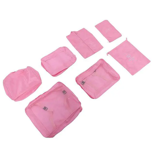 Alt view image 3 of 7 - Travel Packing Cubes Set | 7-Piece with Shoe Bag for Luggage & Suitcase (Pink)