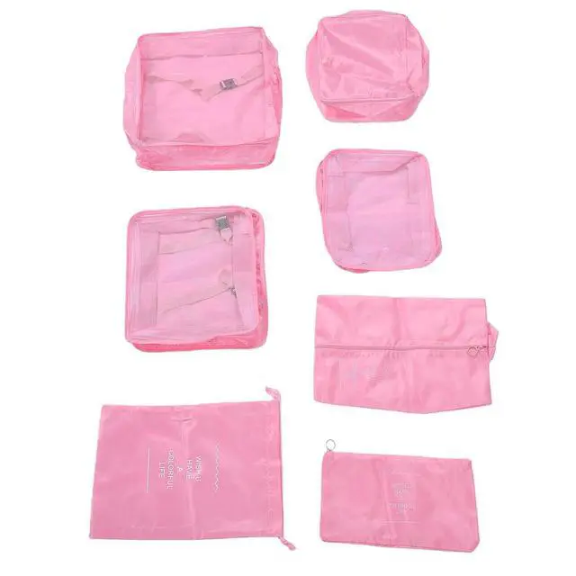 Alt view image 4 of 7 - Travel Packing Cubes Set | 7-Piece with Shoe Bag for Luggage & Suitcase (Pink)