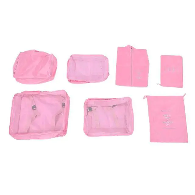 Alt view image 5 of 7 - Travel Packing Cubes Set | 7-Piece with Shoe Bag for Luggage & Suitcase (Pink)
