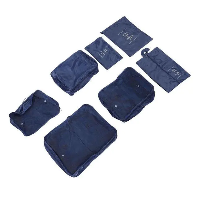 Alt view image 2 of 7 - Travel Packing Cubes Set | 7-Piece with Shoe Bag for Luggage & Suitcase (Dark Blue)