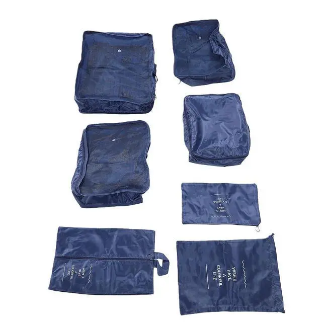 Alt view image 3 of 7 - Travel Packing Cubes Set | 7-Piece with Shoe Bag for Luggage & Suitcase (Dark Blue)
