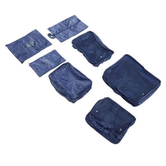 Alt view image 4 of 7 - Travel Packing Cubes Set | 7-Piece with Shoe Bag for Luggage & Suitcase (Dark Blue)