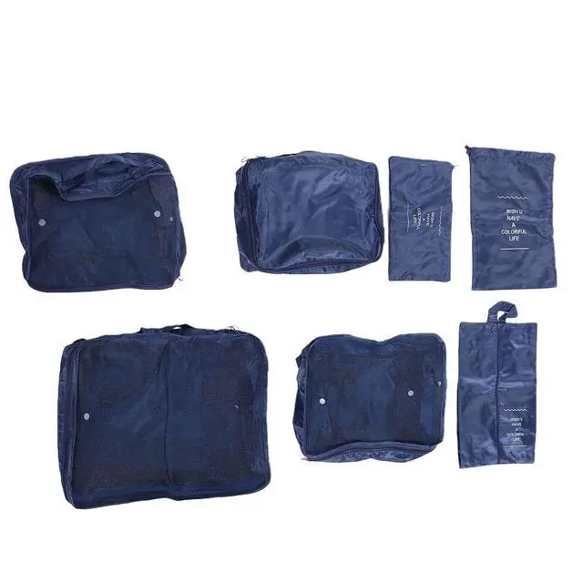 Alt view image 5 of 7 - Travel Packing Cubes Set | 7-Piece with Shoe Bag for Luggage & Suitcase (Dark Blue)