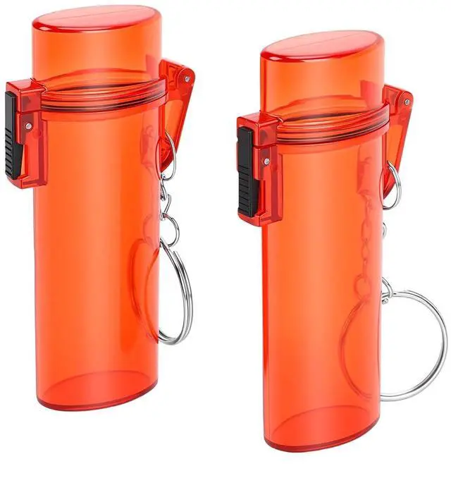Main image of Mini Key Holder Case | Reusable Plastic Storage Box for Keys Jewelry with Lanyard for Hiking Camping Travel Red