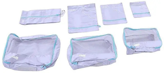 Main image of 7 Packing Cubes for Travel, Luggage Organizer Set with Shoe Bag - 3 Garment Bags & 3 Accessory Pouches, TearResistant & WaterResistant Polyester, Lightweight (Grey)