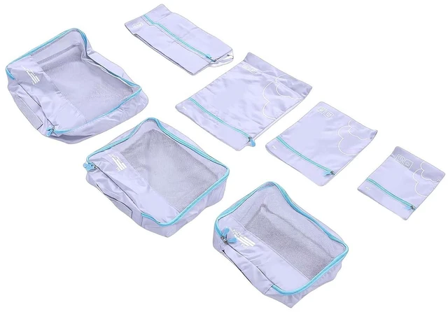 Alt view image 2 of 7 - 7 Packing Cubes for Travel, Luggage Organizer Set with Shoe Bag - 3 Garment Bags & 3 Accessory Pouches, TearResistant & WaterResistant Polyester, Lightweight (Grey)