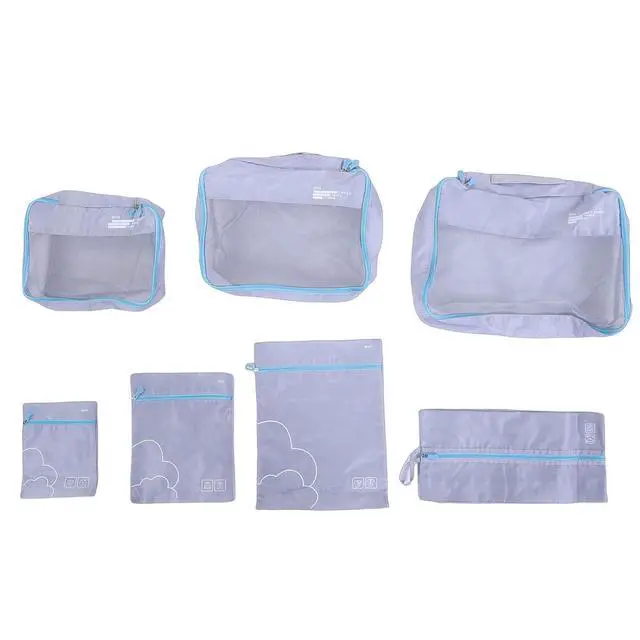 Alt view image 5 of 7 - 7 Packing Cubes for Travel, Luggage Organizer Set with Shoe Bag - 3 Garment Bags & 3 Accessory Pouches, TearResistant & WaterResistant Polyester, Lightweight (Grey)