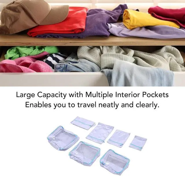 Alt view image 4 of 7 - 7 Packing Cubes for Travel, Luggage Organizer Set with Shoe Bag - 3 Garment Bags & 3 Accessory Pouches, TearResistant & WaterResistant Polyester, Lightweight (Grey)