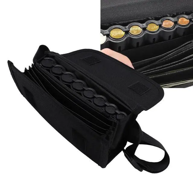 Alt view image 3 of 7 - Euro Holder Fanny Pack with Waist Belt, Oxford Cloth & ABS Dispenser Organizer Storage Bag for Waitress Server Collector Travel Shopping