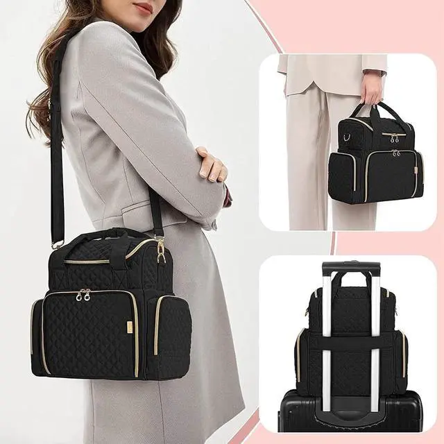 Alt view image 5 of 7 - Nail Polish Bag for Travel, Large Capacity Cosmetic Case with 2 Detachable Nail Polish Bags & Adjustable Shoulder Strap, Holds Dryer & Accessories