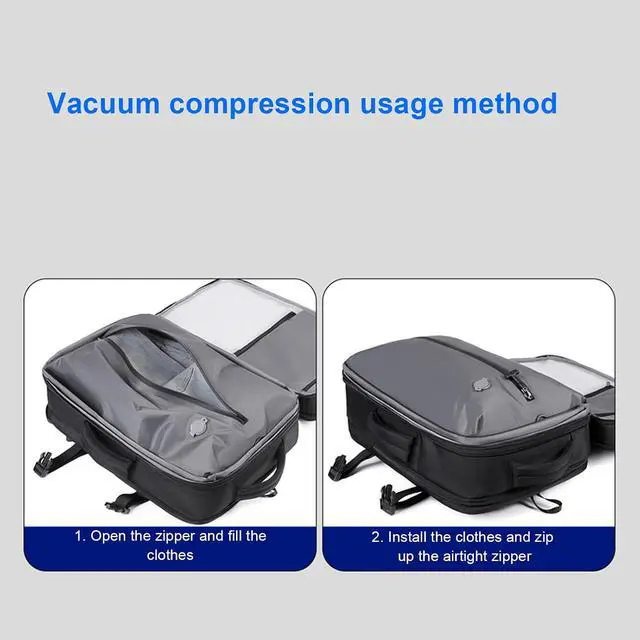 Alt view image 6 of 7 - Vacuum Seal Backpack, Multifunctional Travel Backpack with Large Capacity 32L Dry Wet Separation Airtight Compression, Password Lock, Luggage Strap for Travel Storage