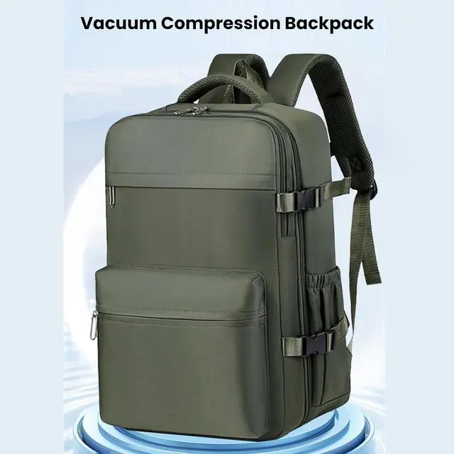 Alt view image 2 of 7 - Small Vacpack Backpack, 27L Vacuum Seal Travel Air Back Backpacks, 180 Opening Design for Easy Loading and Quick Access, Multiple colors are available (Green)