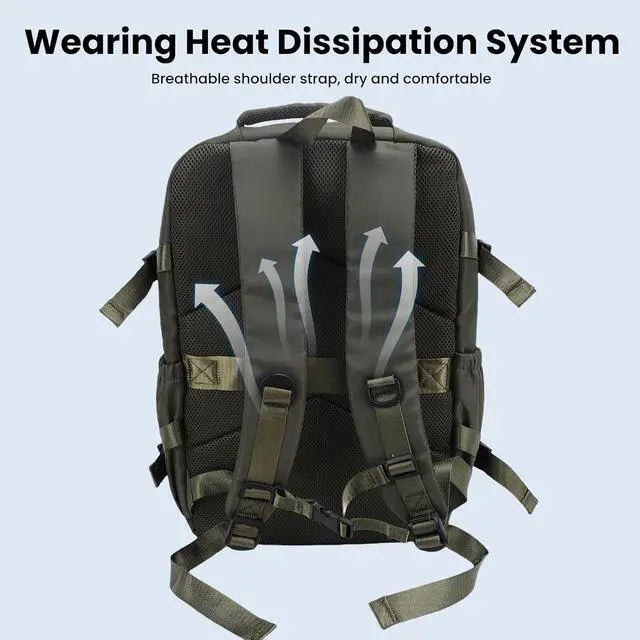 Alt view image 4 of 7 - Small Vacpack Backpack, 27L Vacuum Seal Travel Air Back Backpacks, 180 Opening Design for Easy Loading and Quick Access, Multiple colors are available (Green)