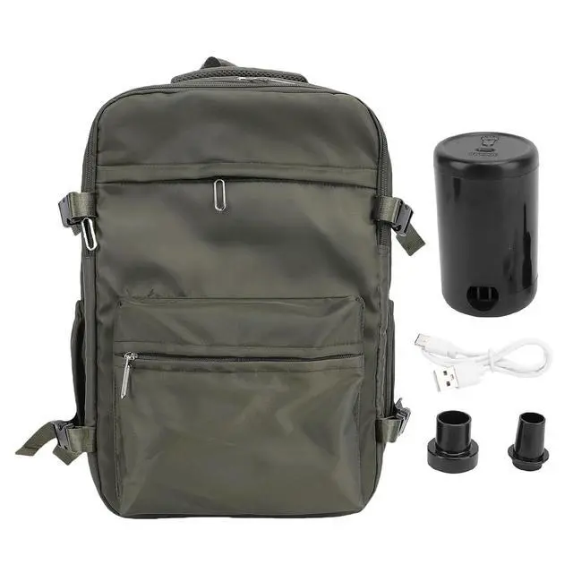 Alt view image 7 of 7 - Small Vacpack Backpack, 27L Vacuum Seal Travel Air Back Backpacks, 180 Opening Design for Easy Loading and Quick Access, Multiple colors are available (Green)