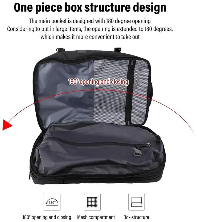 Alt view image 5 of 7 - Vacuum Backpack with Pump, 35 to 50L Expandable Rainproof Vacuum Compression Travel Backpack with USB Charging Port, Ergonomic Back Support, Trolley Strap