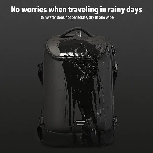Alt view image 6 of 7 - Vacuum Backpack with Pump, 35 to 50L Expandable Rainproof Vacuum Compression Travel Backpack with USB Charging Port, Ergonomic Back Support, Trolley Strap