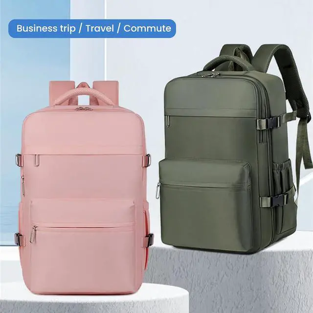 Alt view image 2 of 7 - Small Vacpack Backpack, 27L Vacuum Seal Travel Air Back Backpacks, 180 Opening Design for Easy Loading and Quick Access, Multiple colors are available (Pink)