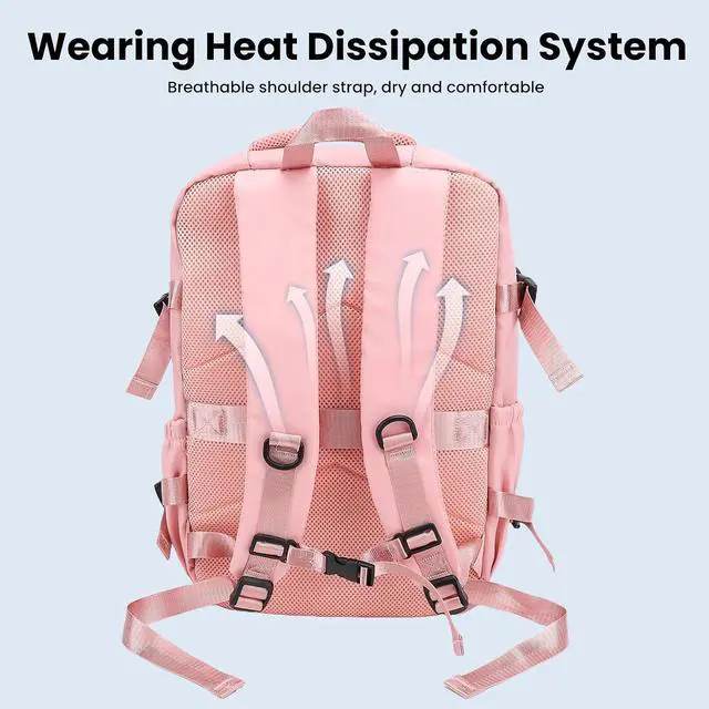 Alt view image 3 of 7 - Small Vacpack Backpack, 27L Vacuum Seal Travel Air Back Backpacks, 180 Opening Design for Easy Loading and Quick Access, Multiple colors are available (Pink)